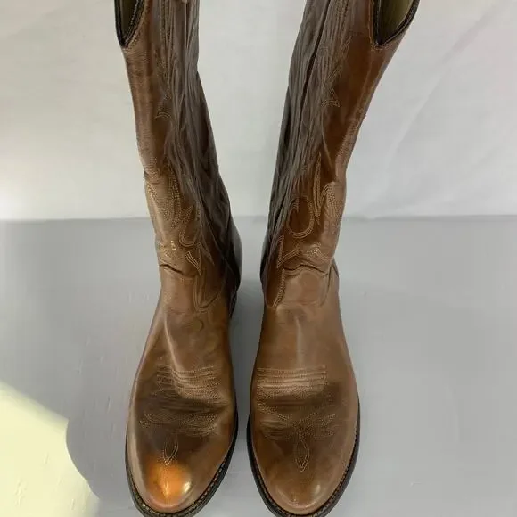 Texas Brand Western Cowboy Boots Brown Men's Size 9M - Picture 2 of 16